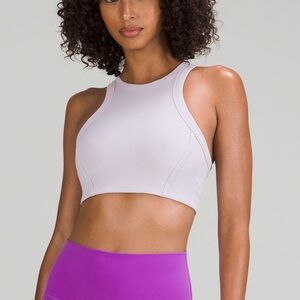 Lululemon Ribbed Nulu High-Neck Yoga Bra in Faint Lavender